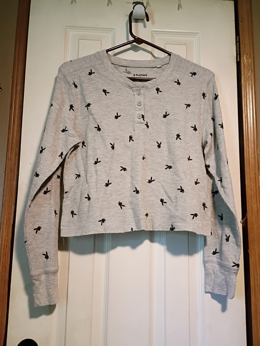 Playboy Gray Cropped Long Sleeve